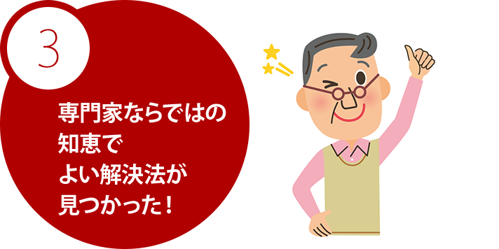 専門家ならではの知恵でよい解決法が見つかった